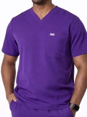 FIGS Leon Scrub Top Men’s XL Digital Grape Purple Technical Collection Medical